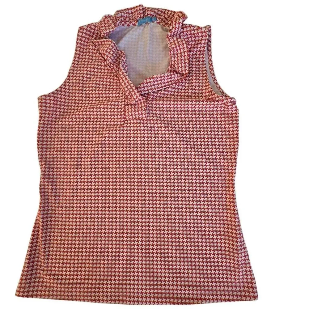 J. McLaughlin Womens 2-Piece Golf Ruffle Top and Skort Set Pink White Sz Small